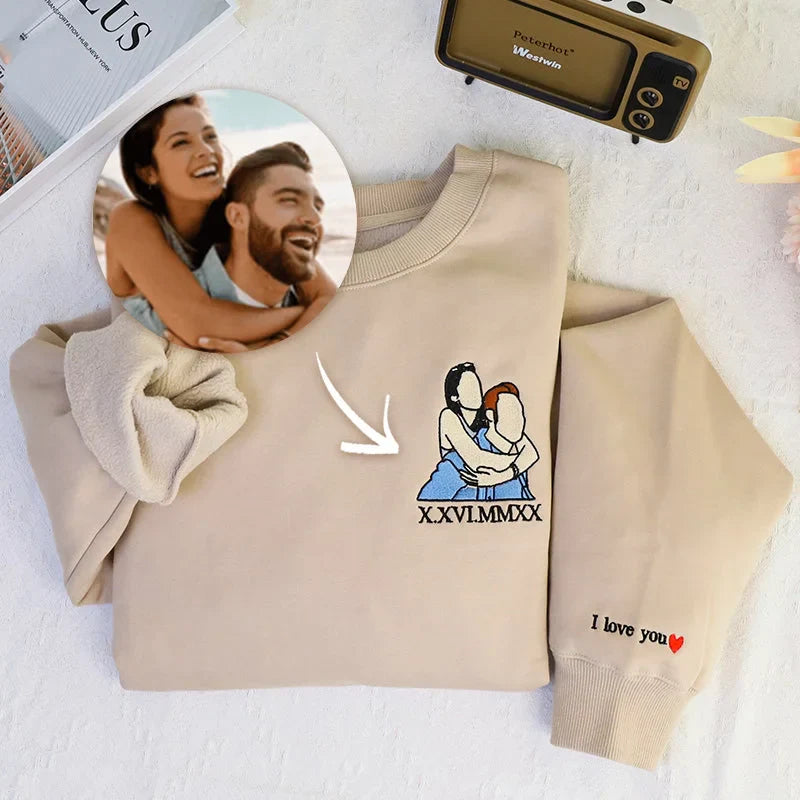 Custom Embroidered Sweatshirt Portrait