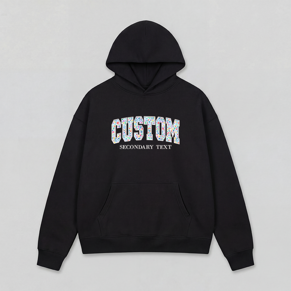 Floral Applique Custom Embroidered Hoodie