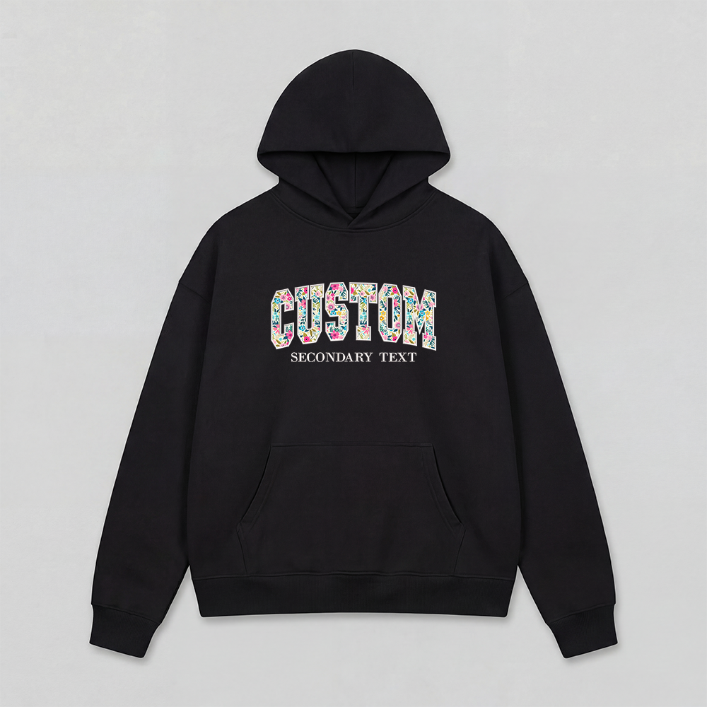Floral Applique Custom Embroidered Hoodie