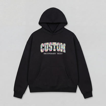 Floral Applique Custom Embroidered Hoodie