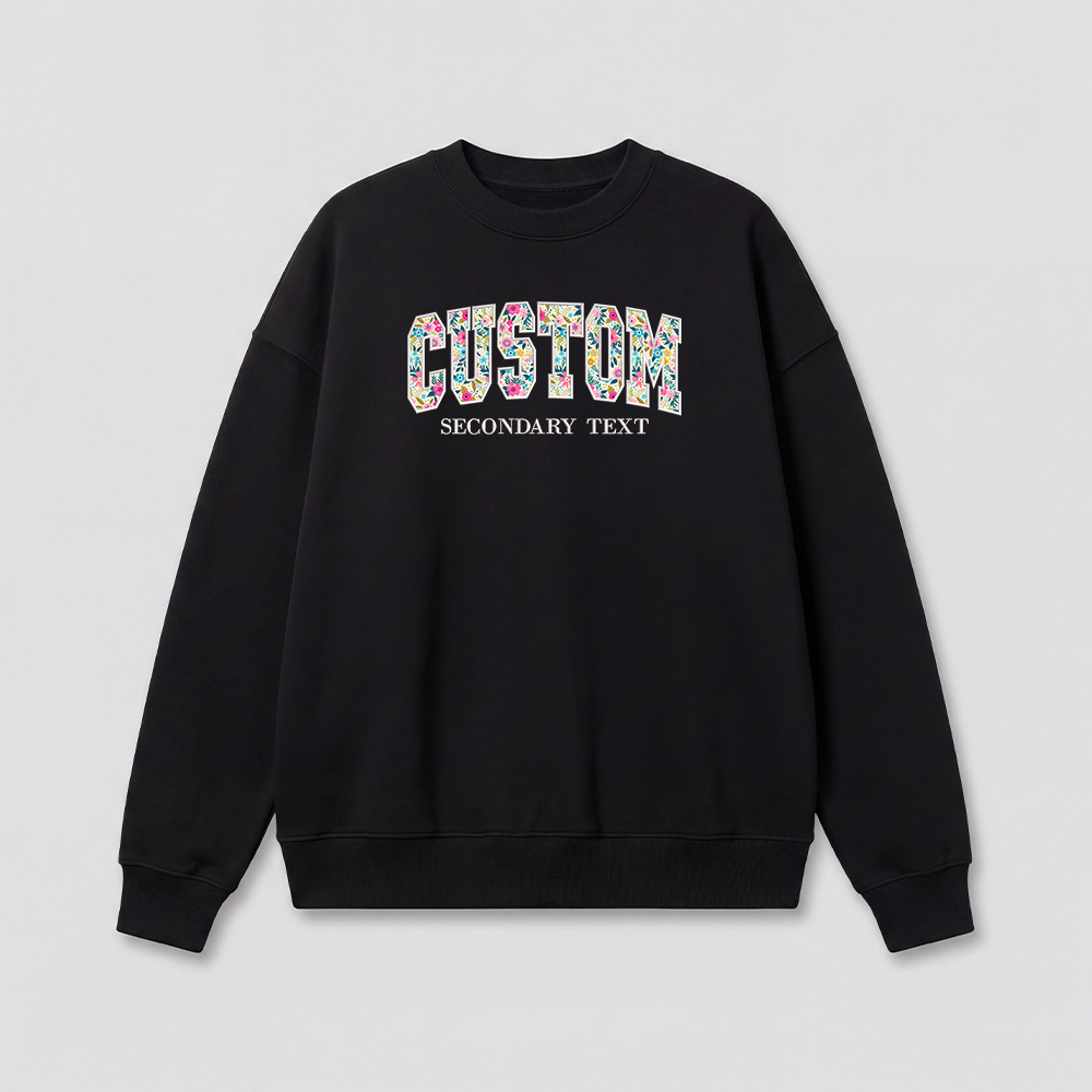 Floral Applique Custom Embroidered Sweatshirt