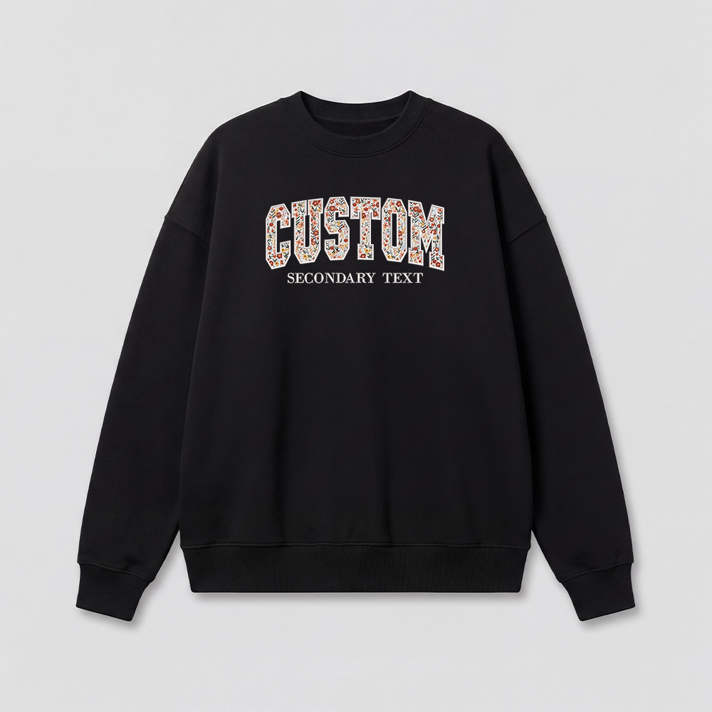 Floral Applique Custom Embroidered Sweatshirt
