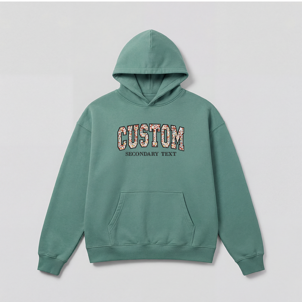 Floral Applique Custom Embroidered Hoodie