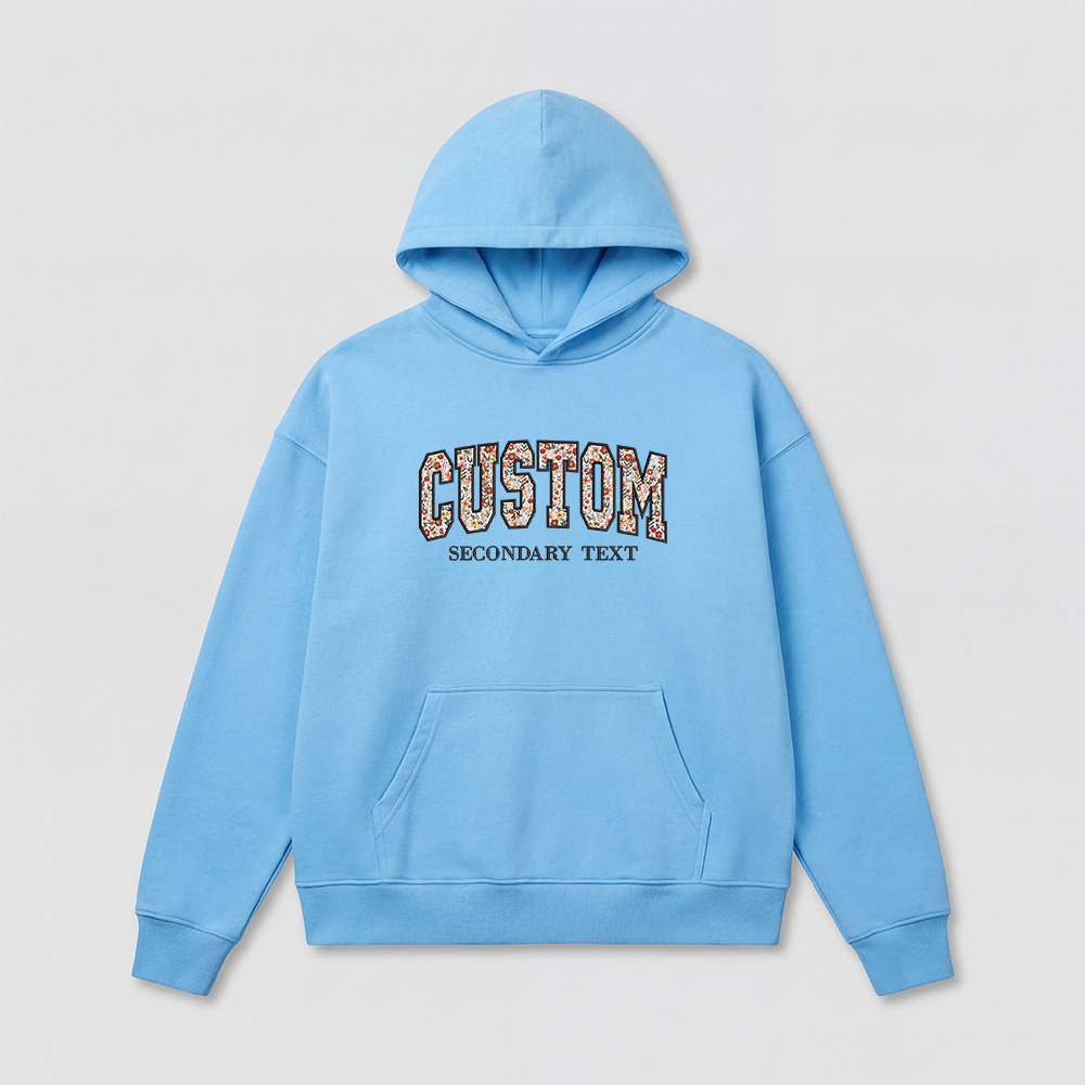 Floral Applique Custom Embroidered Hoodie