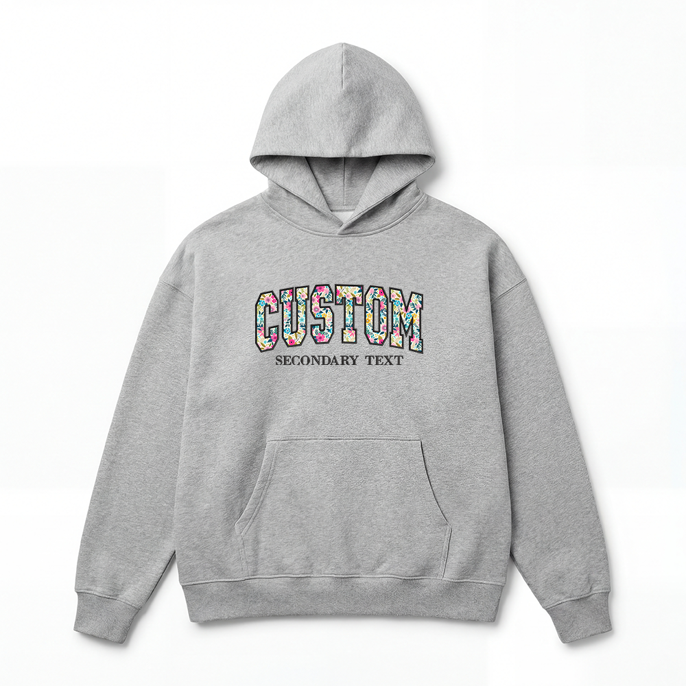Floral Applique Custom Embroidered Hoodie