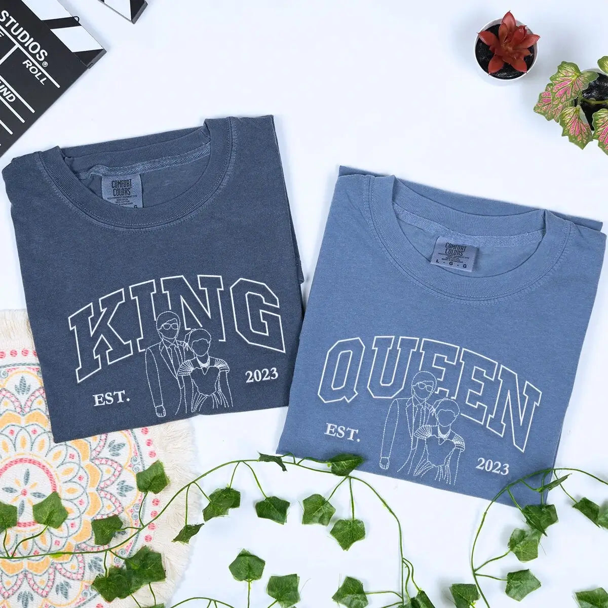 King & Queen Embroidered Portrait