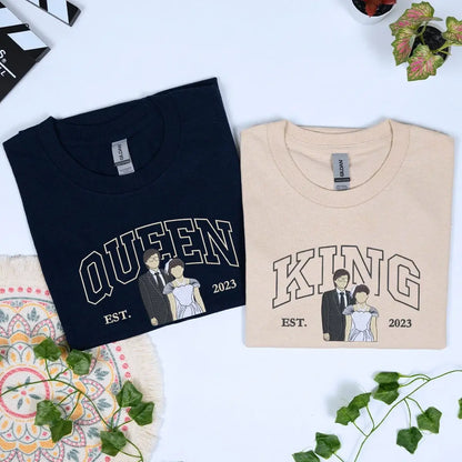 King & Queen Embroidered Portrait